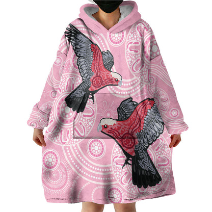 Pink Galah Aussie Aboriginal Wearable Blanket Hoodie Soaring High