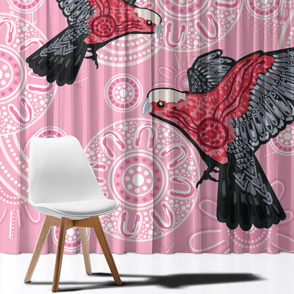 Pink Galah Aussie Aboriginal Window Curtain Soaring High