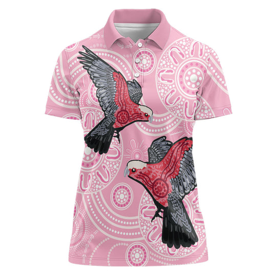 Pink Galah Aussie Aboriginal Women Polo Shirt Soaring High