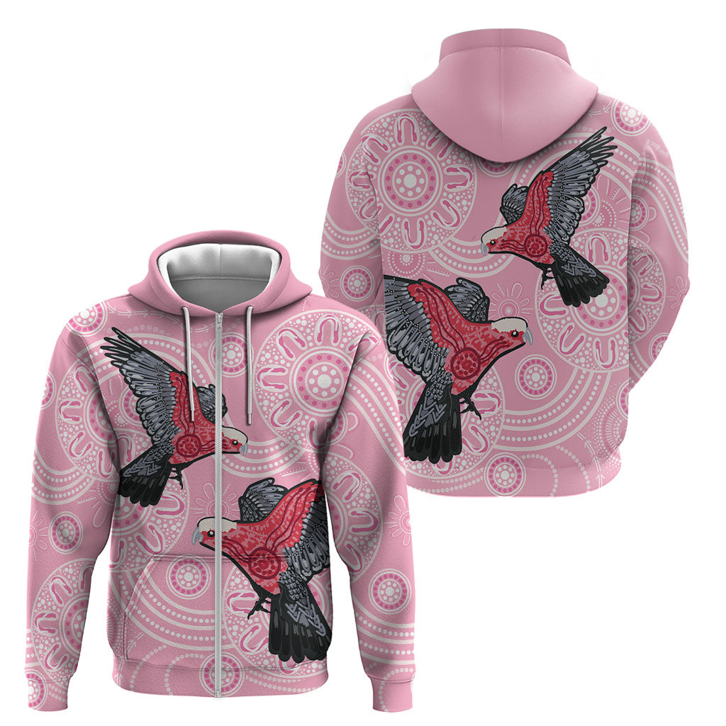 Pink Galah Aussie Aboriginal Zip Hoodie Soaring High