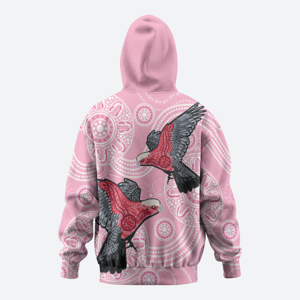 Pink Galah Aussie Aboriginal Zip Hoodie Soaring High