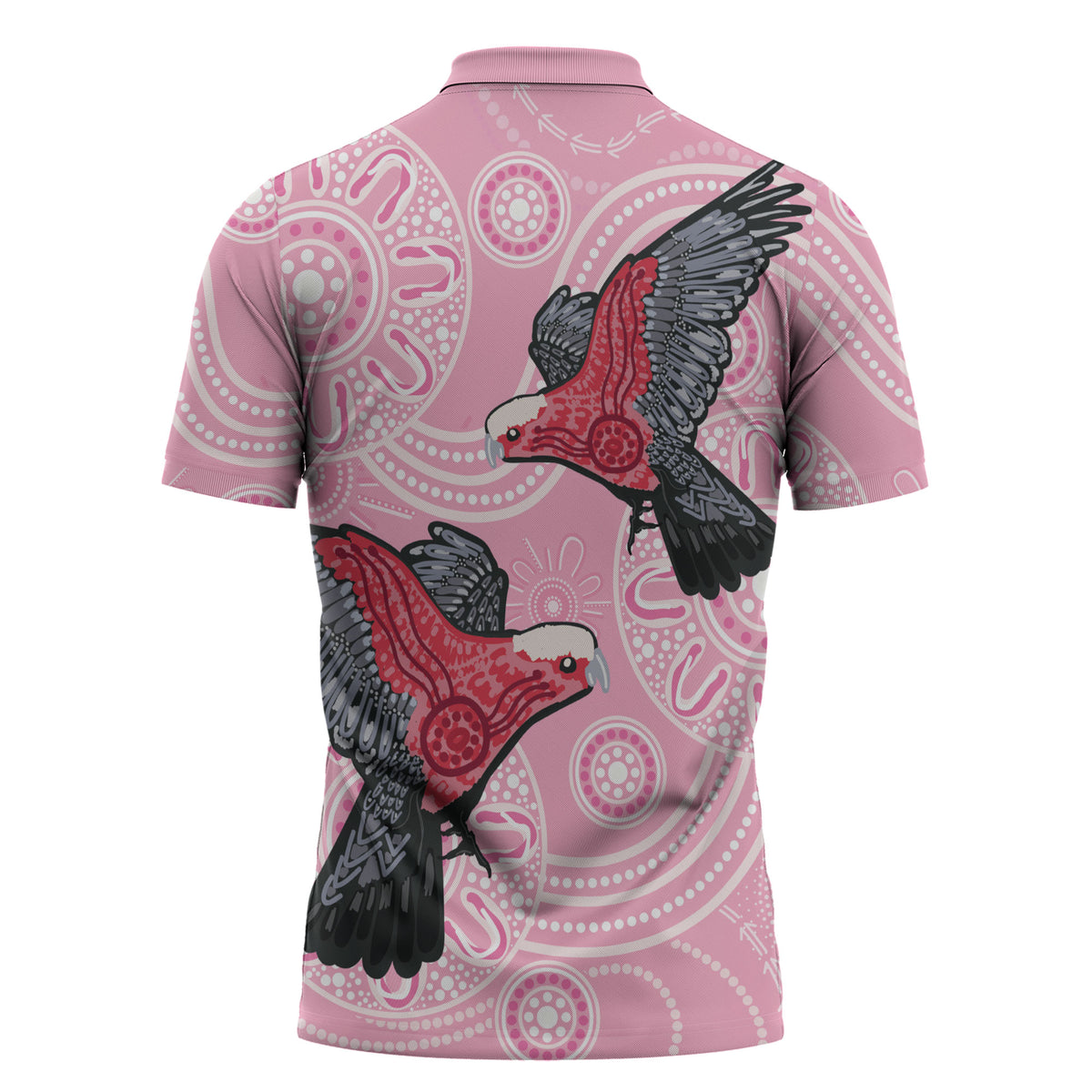 Pink Galah Aussie Aboriginal Zipper Polo Shirt Soaring High
