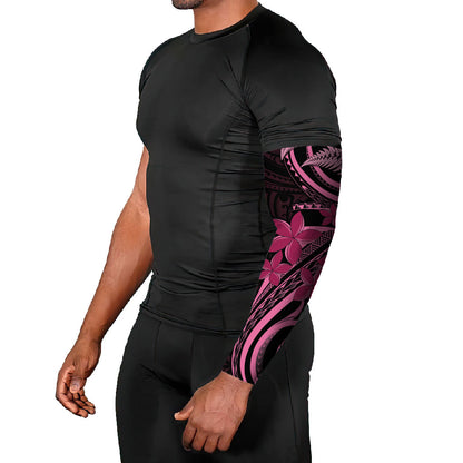 Aotearoa Maori Arm Sleeves Pink Fern Ribbons on Black