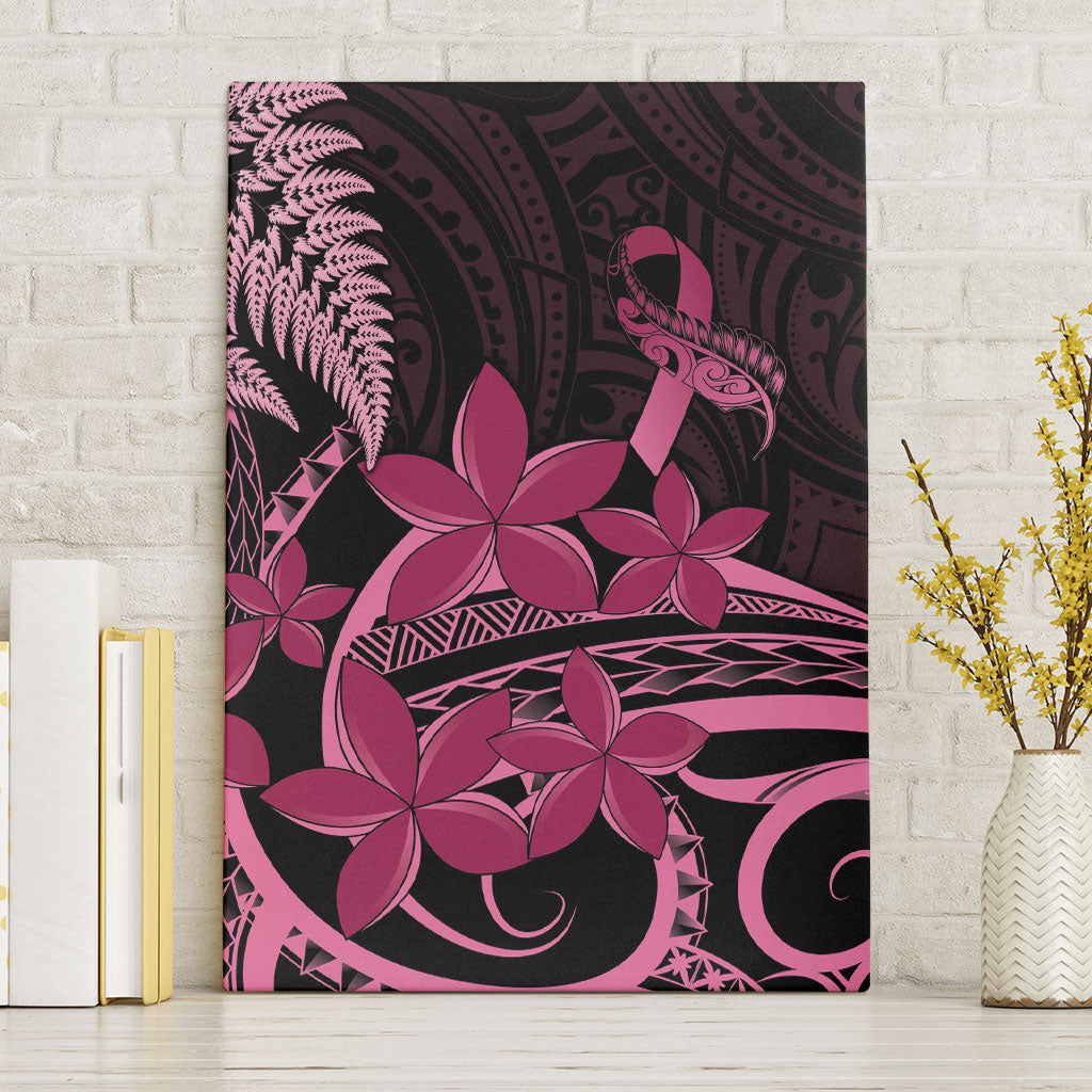 Aotearoa Maori Canvas Wall Art Pink Fern Ribbons on Black