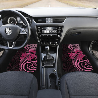 Aotearoa Maori Car Mats Pink Fern Ribbons on Black
