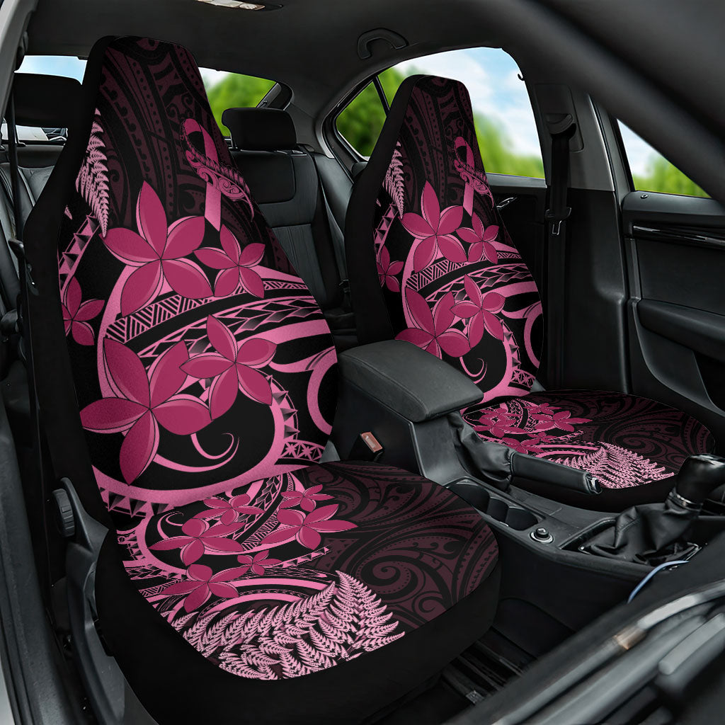 Aotearoa Maori Car Seat Cover Pink Fern Ribbons on Black