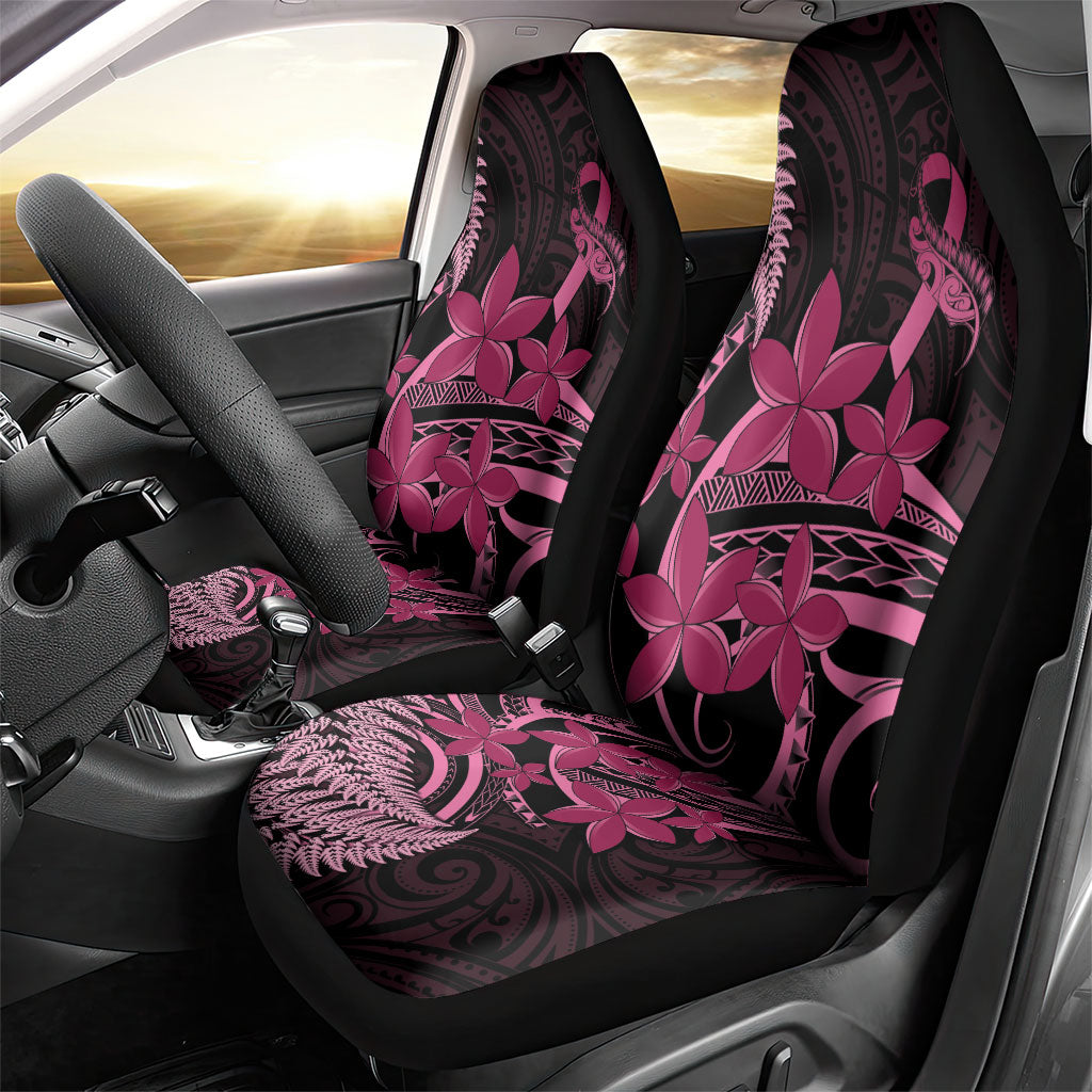 Aotearoa Maori Car Seat Cover Pink Fern Ribbons on Black