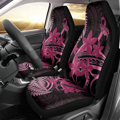 Aotearoa Maori Car Seat Cover Pink Fern Ribbons on Black