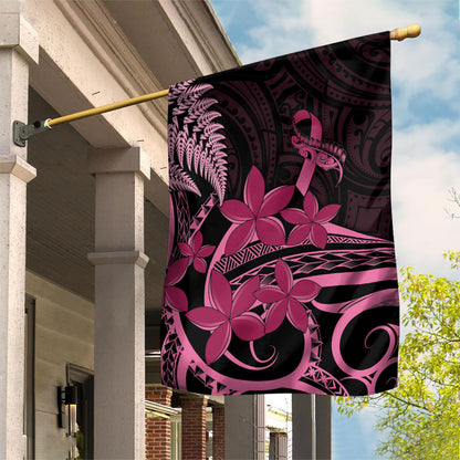 Aotearoa Maori Garden Flag Pink Fern Ribbons on Black