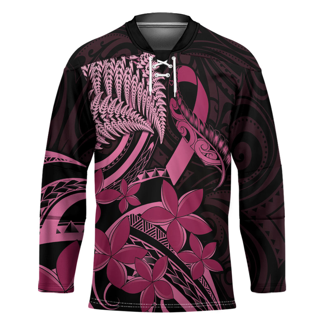 Aotearoa Maori Hockey Jersey Pink Fern Ribbons on Black