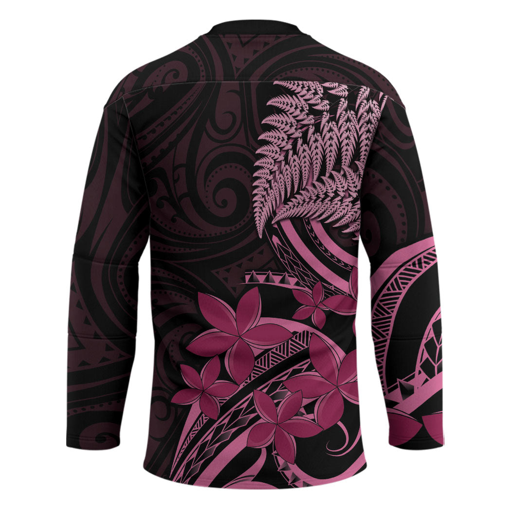 Aotearoa Maori Hockey Jersey Pink Fern Ribbons on Black