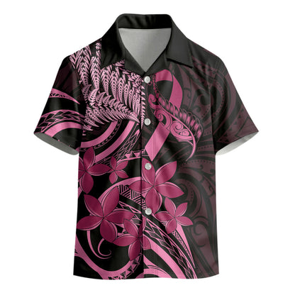 Aotearoa Maori Kid Hawaiian Shirt Pink Fern Ribbons on Black