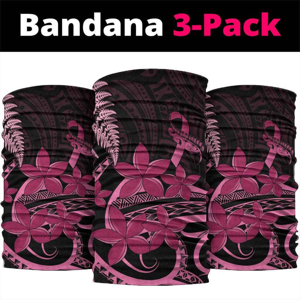 Aotearoa Maori Neck Gaiter Pink Fern Ribbons on Black