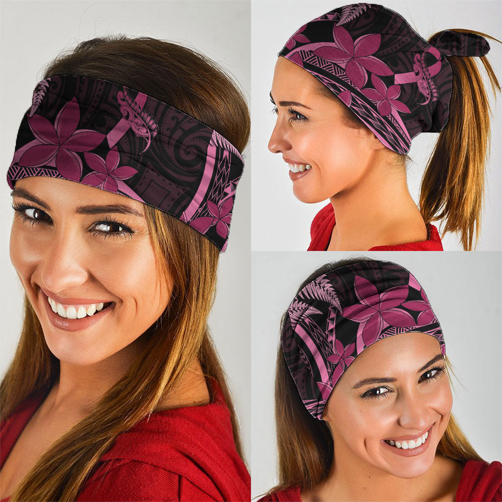 Aotearoa Maori Neck Gaiter Pink Fern Ribbons on Black