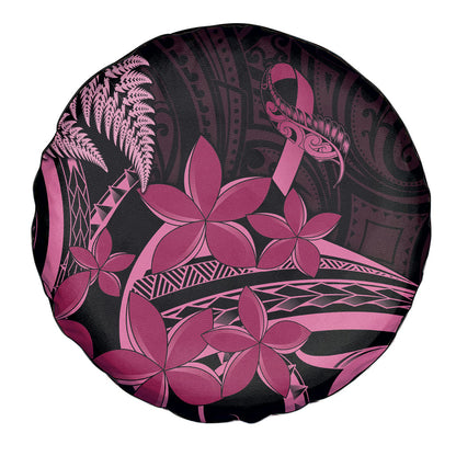 Aotearoa Maori Spare Tire Cover Pink Fern Ribbons on Black