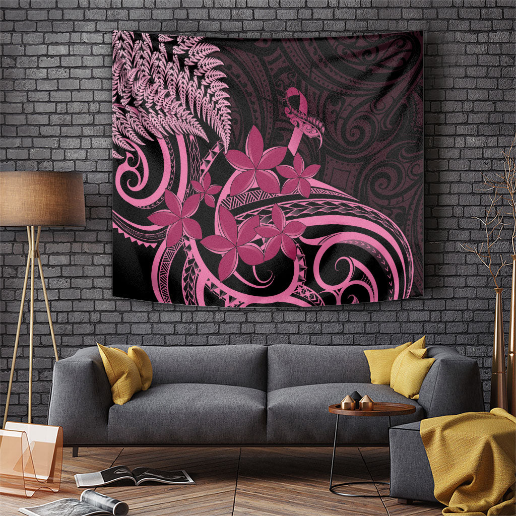 Aotearoa Maori Tapestry Pink Fern Ribbons on Black