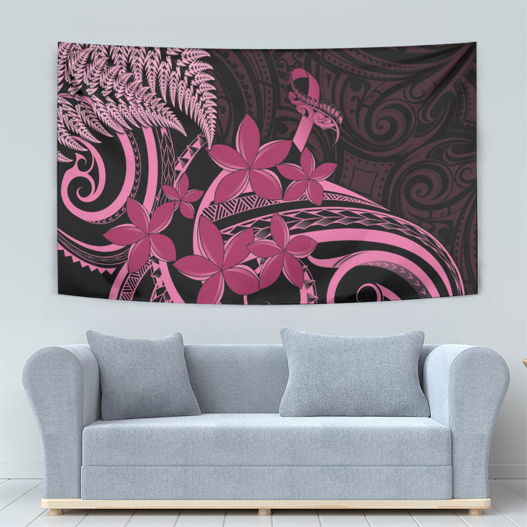 Aotearoa Maori Tapestry Pink Fern Ribbons on Black
