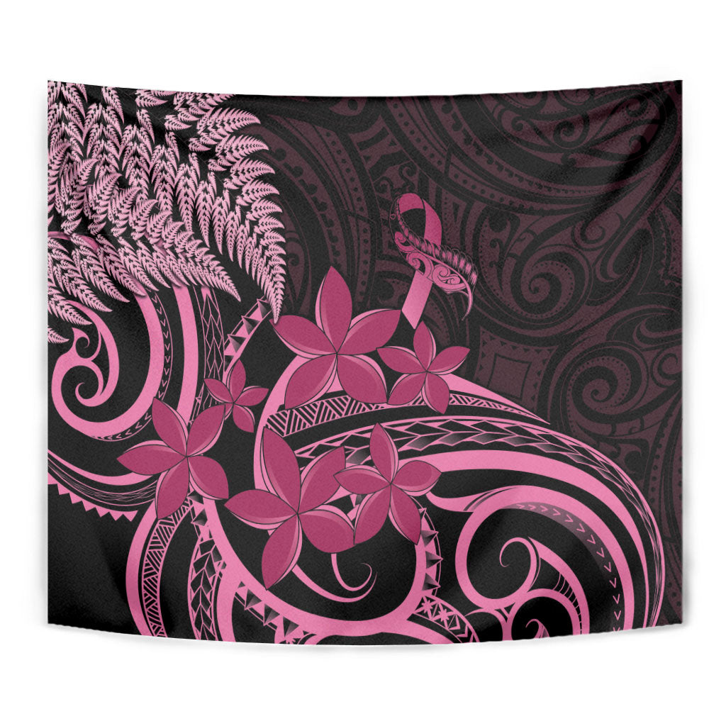 Aotearoa Maori Tapestry Pink Fern Ribbons on Black