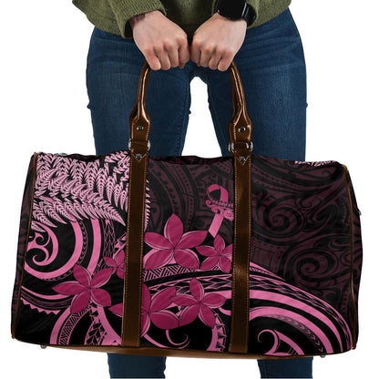 Aotearoa Maori Travel Bag Pink Fern Ribbons on Black