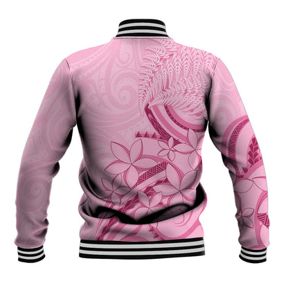 Aotearoa Maori Baseball Jacket Pink Fern Ribbons