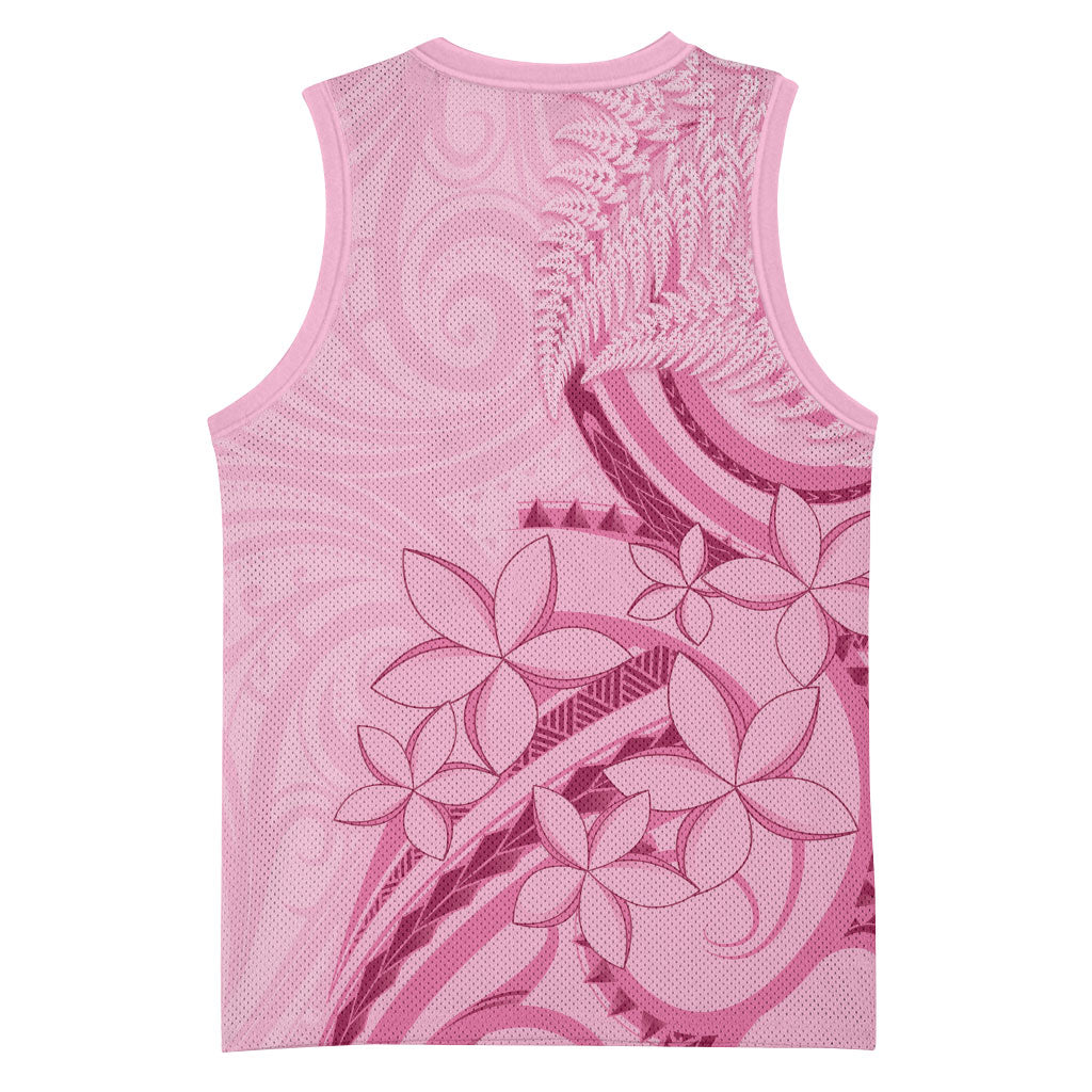 Aotearoa Maori Basketball Jersey Pink Fern Ribbons