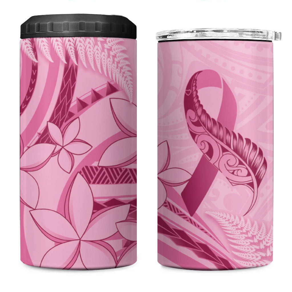 Aotearoa Maori 4 in 1 Can Cooler Tumbler Pink Fern Ribbons