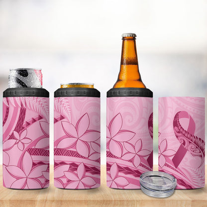 Aotearoa Maori 4 in 1 Can Cooler Tumbler Pink Fern Ribbons