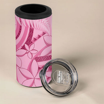 Aotearoa Maori 4 in 1 Can Cooler Tumbler Pink Fern Ribbons