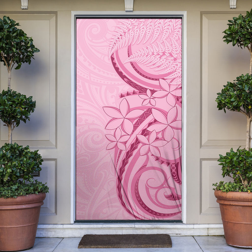 Aotearoa Maori Door Cover Pink Fern Ribbons
