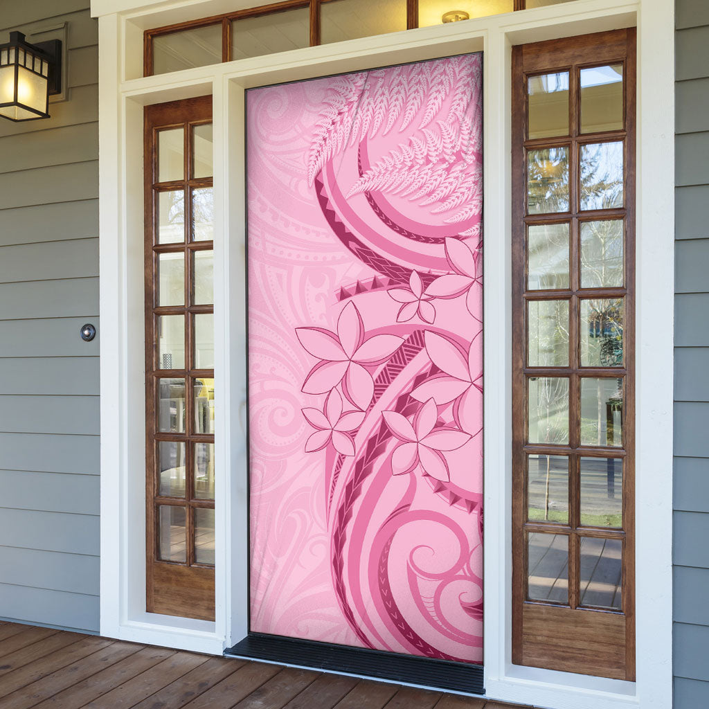Aotearoa Maori Door Cover Pink Fern Ribbons