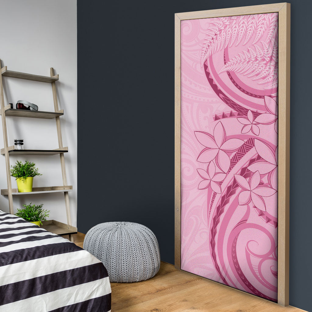 Aotearoa Maori Door Cover Pink Fern Ribbons