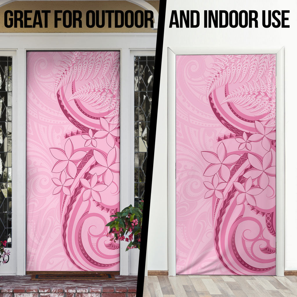 Aotearoa Maori Door Cover Pink Fern Ribbons