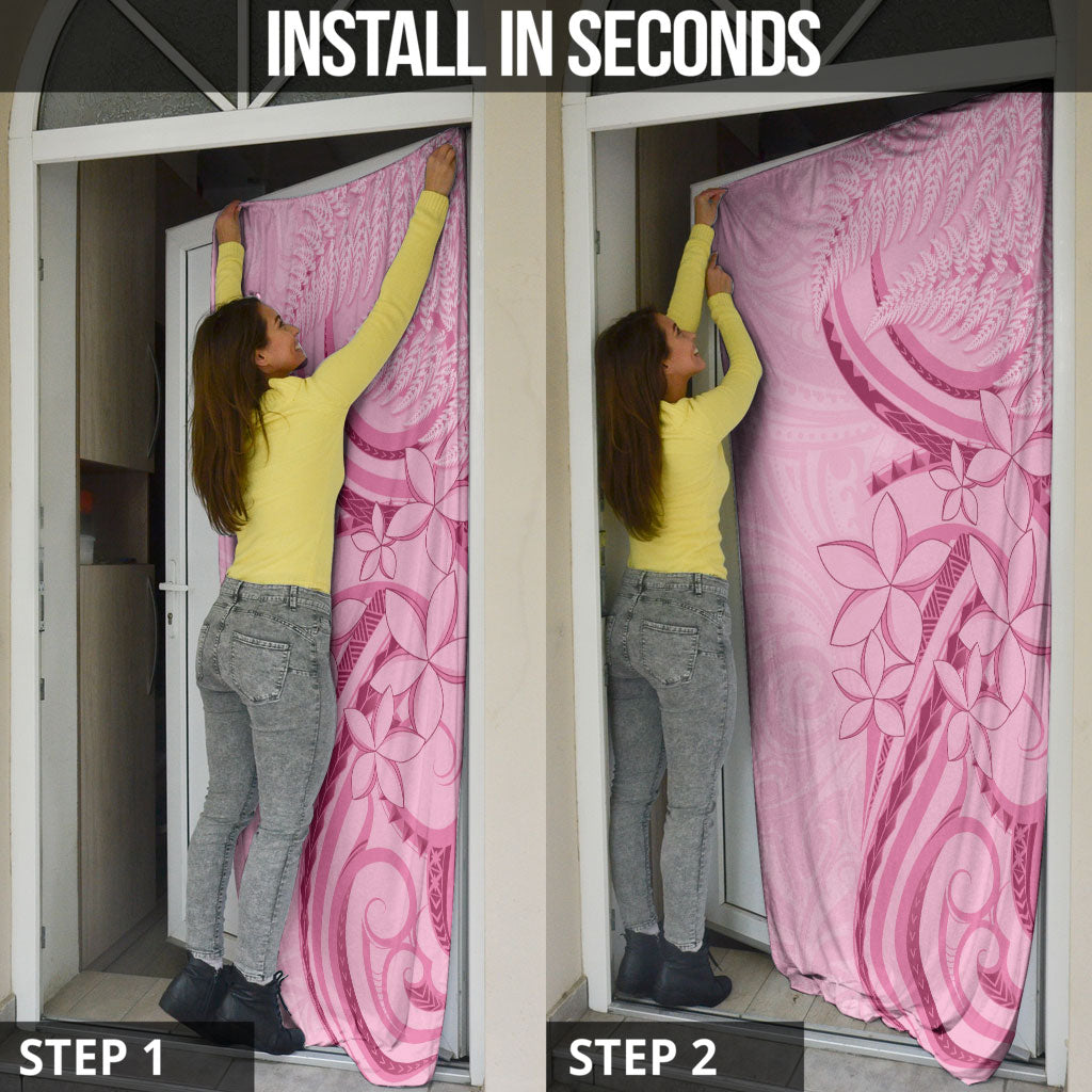 Aotearoa Maori Door Cover Pink Fern Ribbons