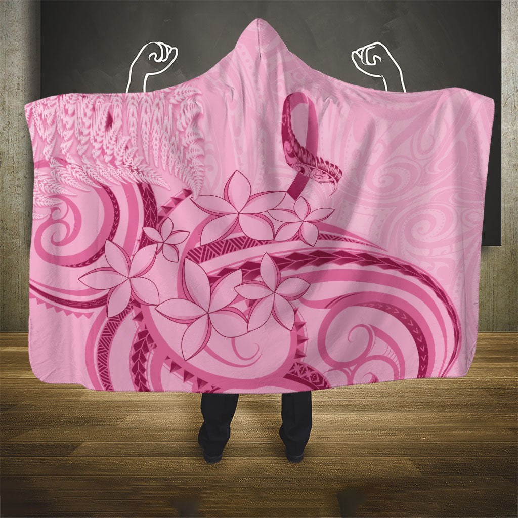 Aotearoa Maori Hooded Blanket Pink Fern Ribbons