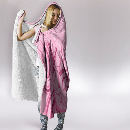 Aotearoa Maori Hooded Blanket Pink Fern Ribbons