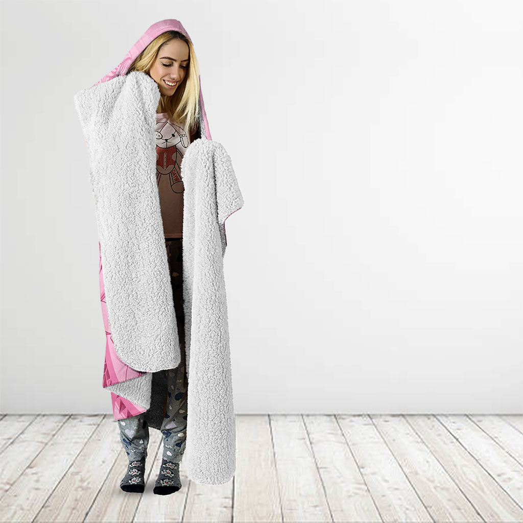 Aotearoa Maori Hooded Blanket Pink Fern Ribbons