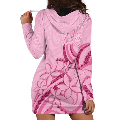 Aotearoa Maori Hoodie Dress Pink Fern Ribbons