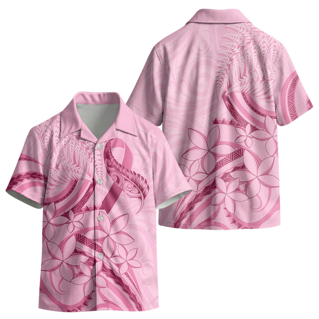 Aotearoa Maori Kid Hawaiian Shirt Pink Fern Ribbons