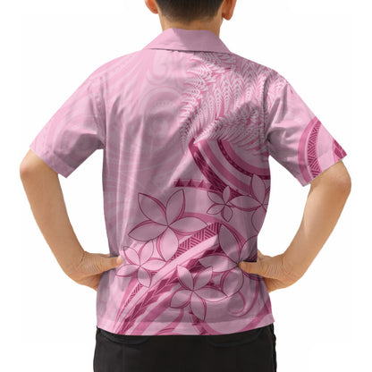 Aotearoa Maori Kid Hawaiian Shirt Pink Fern Ribbons