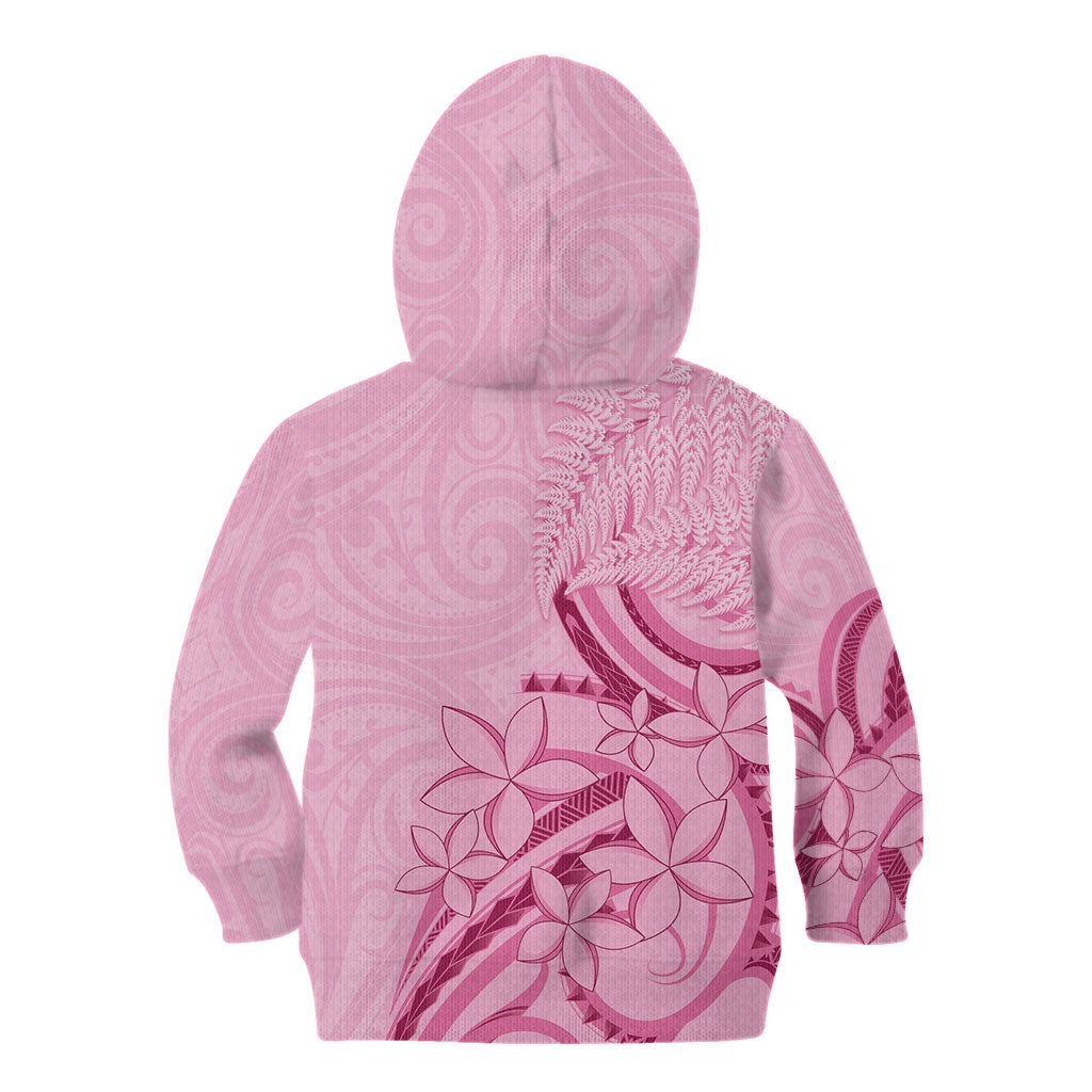Aotearoa Maori Kid Hoodie Pink Fern Ribbons
