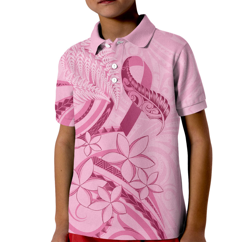 Aotearoa Maori Kid Polo Shirt Pink Fern Ribbons