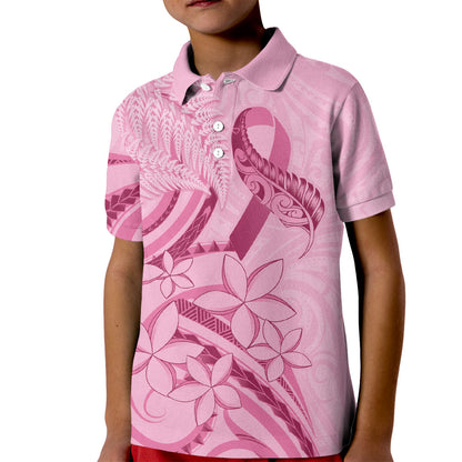 Aotearoa Maori Kid Polo Shirt Pink Fern Ribbons
