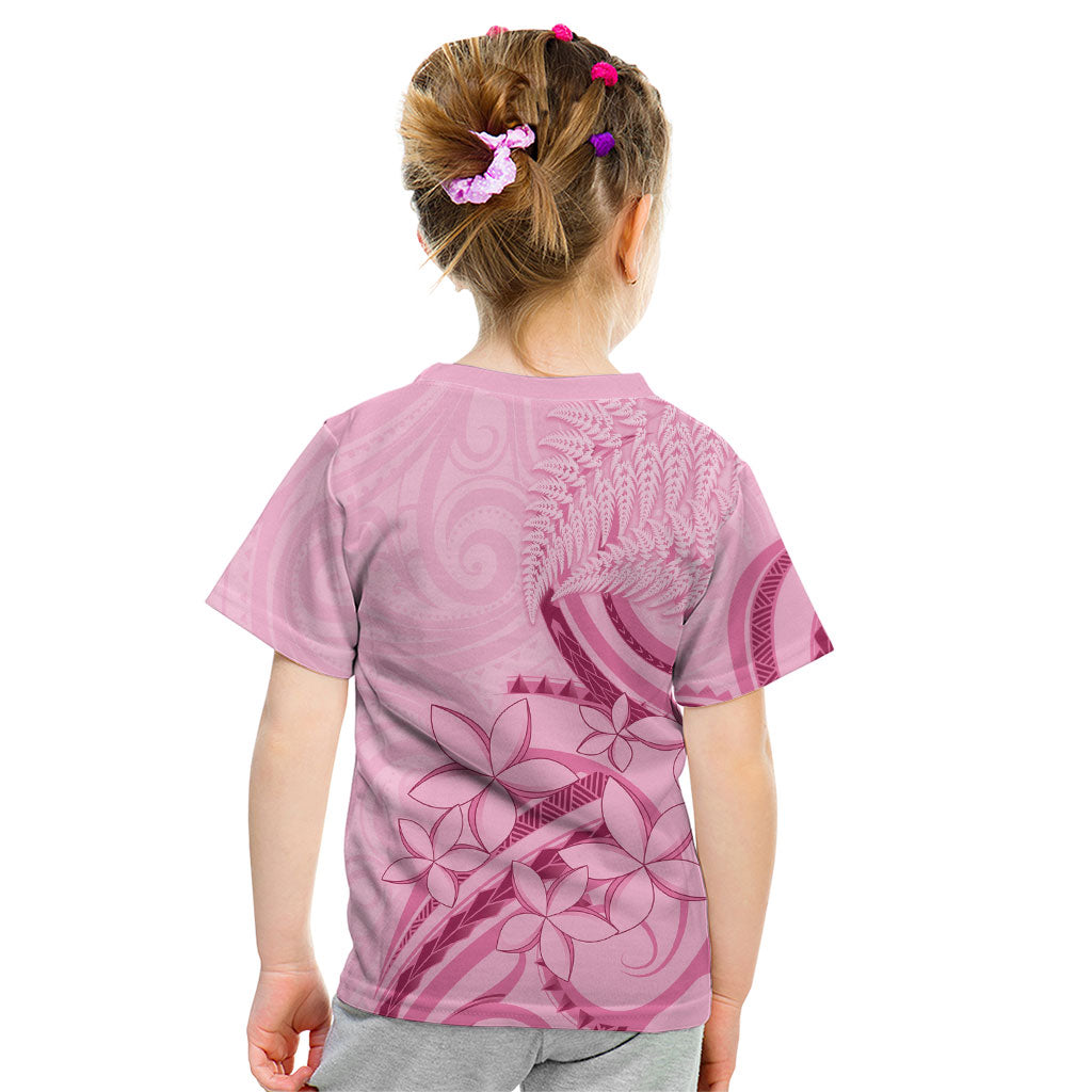 Aotearoa Maori Kid T Shirt Pink Fern Ribbons