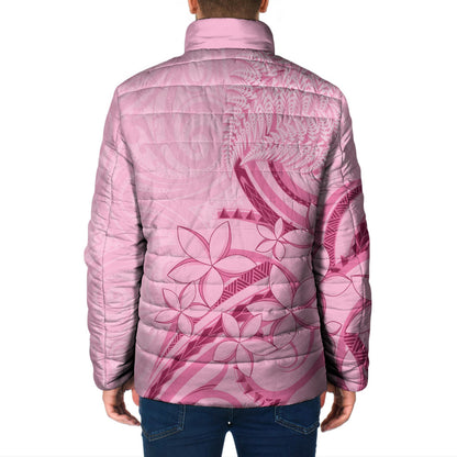 Aotearoa Maori Padded Jacket Pink Fern Ribbons