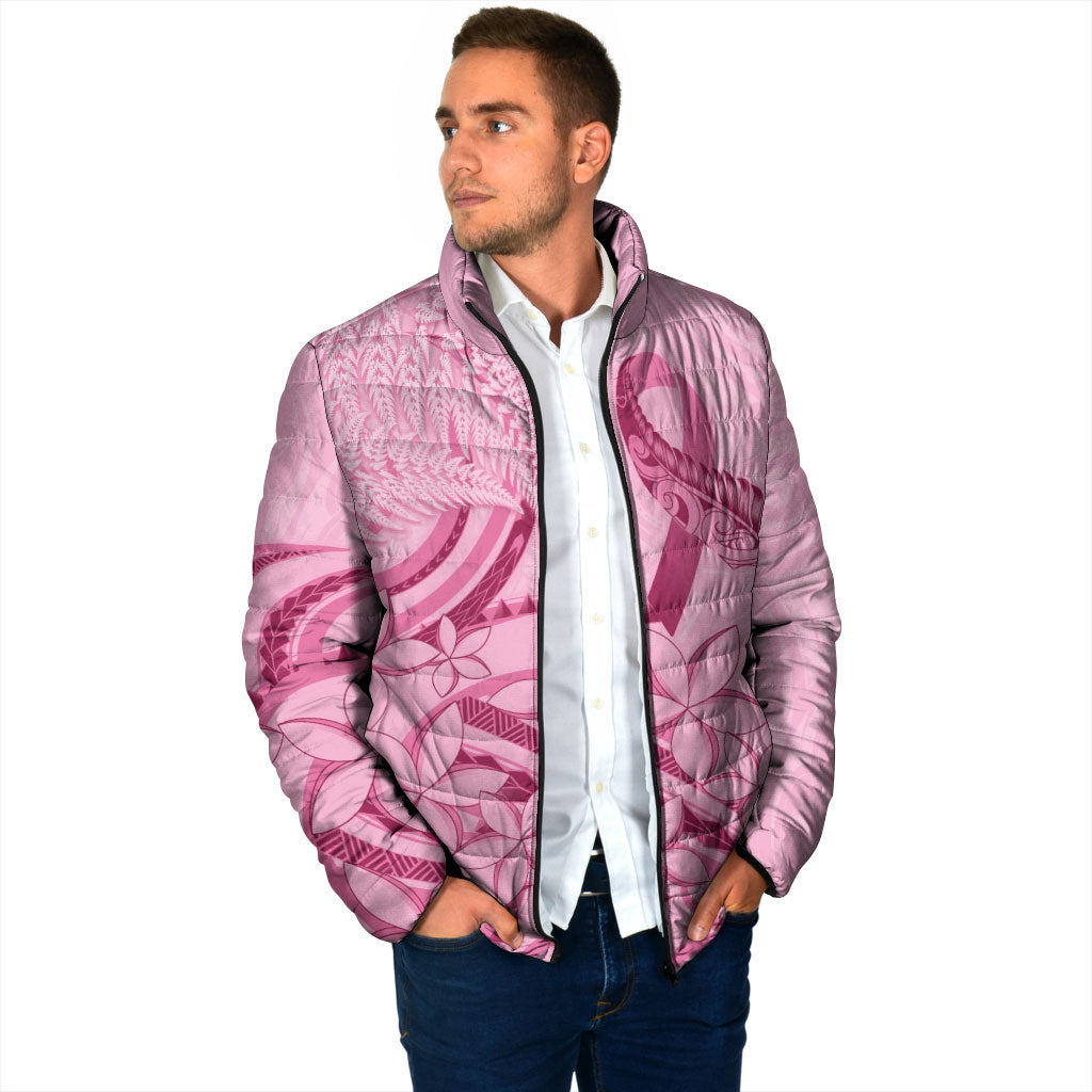 Aotearoa Maori Padded Jacket Pink Fern Ribbons