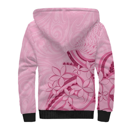 Aotearoa Maori Sherpa Hoodie Pink Fern Ribbons