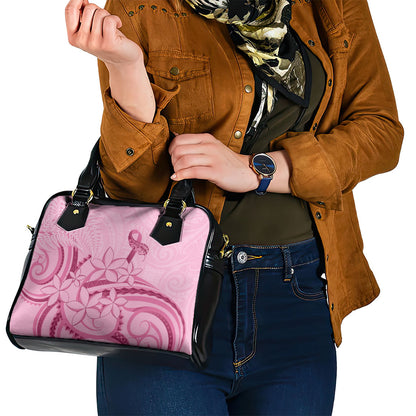Aotearoa Maori Shoulder Handbag Pink Fern Ribbons
