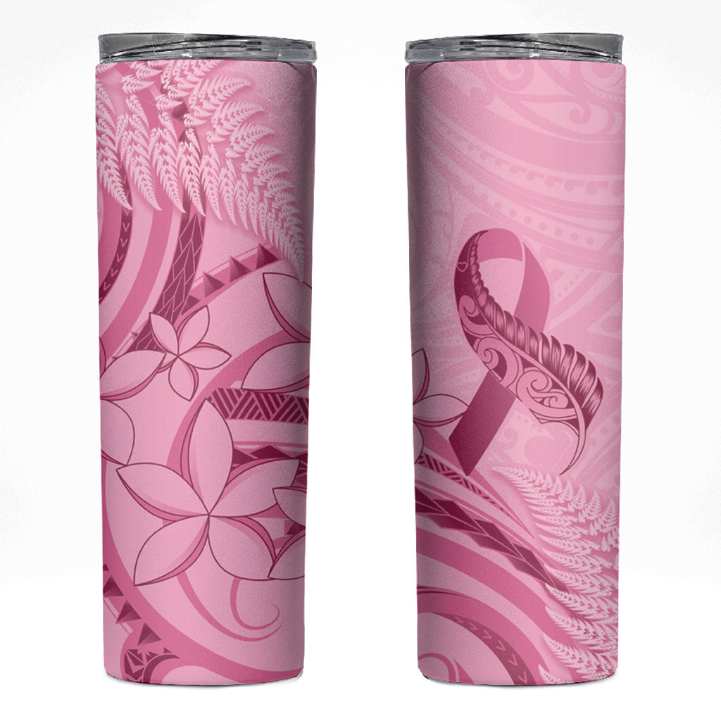 Aotearoa Maori Skinny Tumbler Pink Fern Ribbons