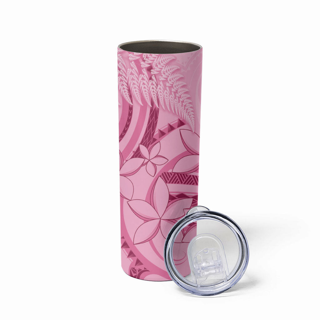 Aotearoa Maori Skinny Tumbler Pink Fern Ribbons