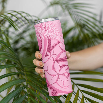 Aotearoa Maori Skinny Tumbler Pink Fern Ribbons
